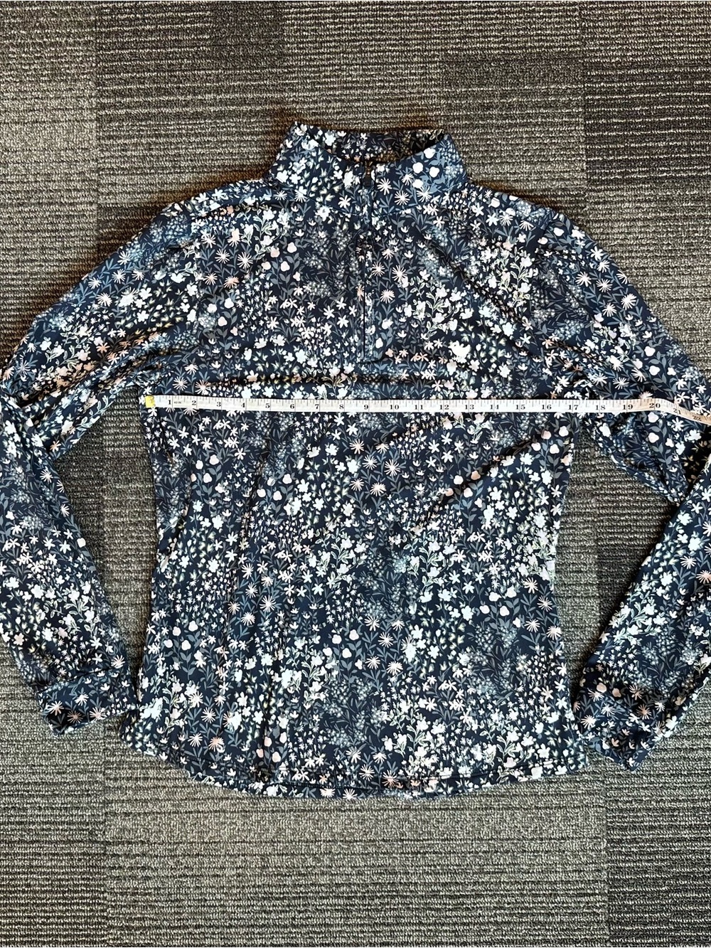 Bad Birdie Velocity Quarter Zip Golf Navy Floral Bloom Long Sleeve Top - SIZE M - Picture 7 of 9